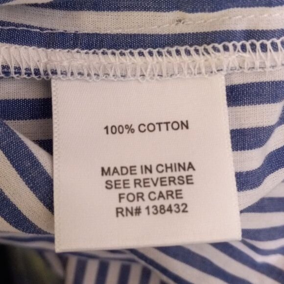 ModCloth M Top Crop Sleeveless Blue White Striped Button Up Tie Front Shirt NEW - Picture 10 of 11